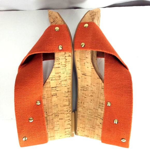 Lucky Brand Miller 2 Platform Wedge Cork Orange Tangerine Sandals Heels 9.5 M - Picture 9 of 10